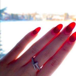 Pavé Crystal 18K Gold Plated Nail Ring